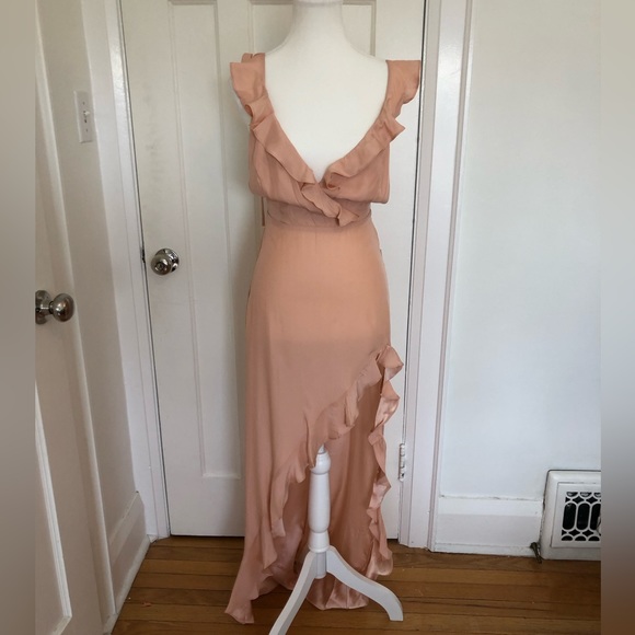 NWT Amanda Uprichard Chandelier Silk Pale Pink Maxi Dress Size P/XS - Picture 2 of 12